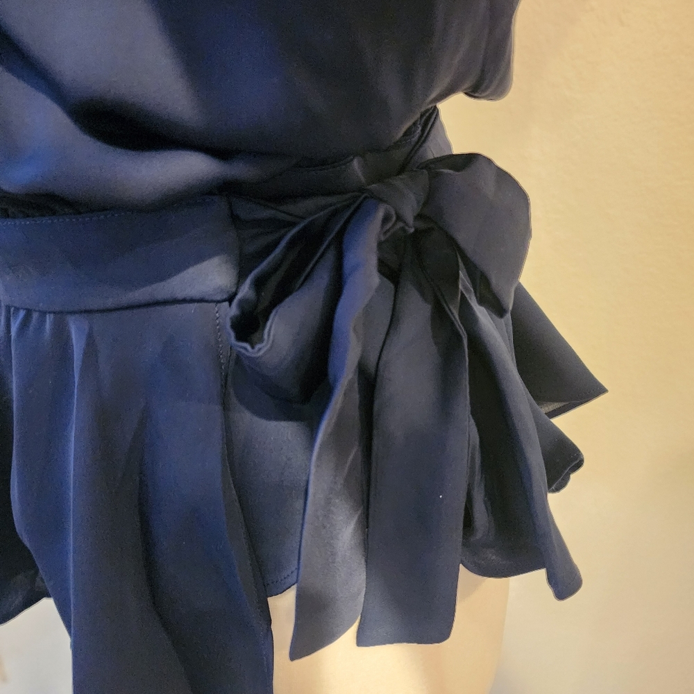 NWT Gorgeous Sugarlips Satin Peplum Wrap Top - Picture 2 of 5